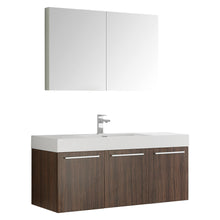 Load image into Gallery viewer, Fresca Vista 48&quot; Walnut Wall Hung Modern Bathroom Vanity w/ Medicine Cabinet- Fresca