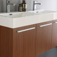 Load image into Gallery viewer, Fresca Vista 48&quot; Teak Wall Hung Double Sink Modern Bathroom Vanity w/ Medicine Cabinet- Fresca