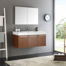 Load image into Gallery viewer, Fresca Vista 48&quot; Teak Wall Hung Modern Bathroom Vanity w/ Medicine Cabinet- Fresca