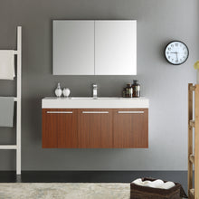 Load image into Gallery viewer, Fresca Vista 48&quot; Teak Wall Hung Modern Bathroom Vanity w/ Medicine Cabinet- Fresca