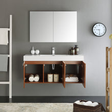 Load image into Gallery viewer, Fresca Vista 48&quot; Teak Wall Hung Modern Bathroom Vanity w/ Medicine Cabinet- Fresca