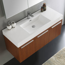 Load image into Gallery viewer, Fresca Vista 48&quot; Teak Wall Hung Modern Bathroom Vanity w/ Medicine Cabinet- Fresca