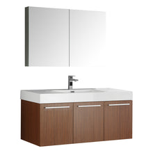 Load image into Gallery viewer, Fresca Vista 48&quot; Teak Wall Hung Modern Bathroom Vanity w/ Medicine Cabinet- Fresca