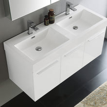 Load image into Gallery viewer, Fresca Vista 48&quot; White Wall Hung Double Sink Modern Bathroom Vanity w/ Medicine Cabinet- Fresca