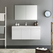 Load image into Gallery viewer, Fresca Vista 48&quot; White Wall Hung Modern Bathroom Vanity w/ Medicine Cabinet- Fresca