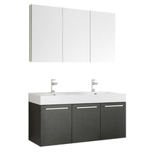 Load image into Gallery viewer, Fresca Vista 60&quot; Black Wall Hung Double Sink Modern Bathroom Vanity w/ Medicine Cabinet- Fresca
