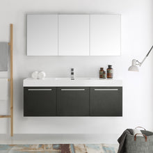 Load image into Gallery viewer, Fresca Vista 60&quot; Black Wall Hung Single Sink Modern Bathroom Vanity w/ Medicine Cabinet- Fresca