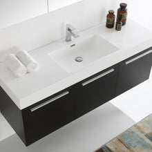Load image into Gallery viewer, Fresca Vista 60&quot; Black Wall Hung Single Sink Modern Bathroom Vanity w/ Medicine Cabinet- Fresca