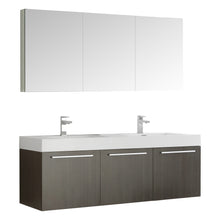 Load image into Gallery viewer, Fresca Vista 60&quot; Gray Oak Wall Hung Double Sink Modern Bathroom Vanity w/ Medicine Cabinet- Fresca