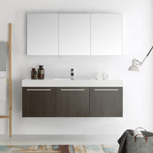 Load image into Gallery viewer, Fresca Vista 60&quot; Gray Oak Wall Hung Single Sink Modern Bathroom Vanity w/ Medicine Cabinet- Fresca