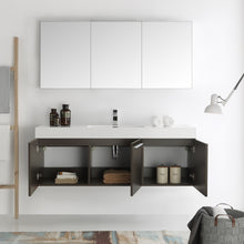 Load image into Gallery viewer, Fresca Vista 60&quot; Gray Oak Wall Hung Single Sink Modern Bathroom Vanity w/ Medicine Cabinet- Fresca