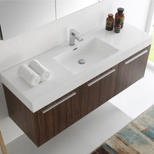 Load image into Gallery viewer, Fresca Vista 60&quot; Walnut Wall Hung Single Sink Modern Bathroom Vanity w/ Medicine Cabinet- Fresca