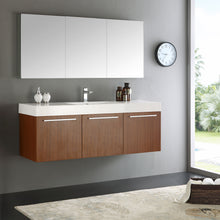 Load image into Gallery viewer, Fresca Vista 60&quot; Teak Wall Hung Single Sink Modern Bathroom Vanity w/ Medicine Cabinet- Fresca