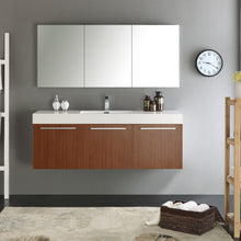 Load image into Gallery viewer, Fresca Vista 60&quot; Teak Wall Hung Single Sink Modern Bathroom Vanity w/ Medicine Cabinet- Fresca