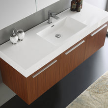 Load image into Gallery viewer, Fresca Vista 60&quot; Teak Wall Hung Single Sink Modern Bathroom Vanity w/ Medicine Cabinet- Fresca