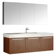 Load image into Gallery viewer, Fresca Vista 60&quot; Teak Wall Hung Single Sink Modern Bathroom Vanity w/ Medicine Cabinet- Fresca
