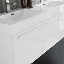 Load image into Gallery viewer, Fresca Vista 60&quot; White Wall Hung Double Sink Modern Bathroom Vanity w/ Medicine Cabinet- Fresca
