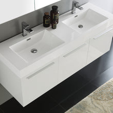 Load image into Gallery viewer, Fresca Vista 60&quot; White Wall Hung Double Sink Modern Bathroom Vanity w/ Medicine Cabinet- Fresca
