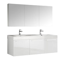 Load image into Gallery viewer, Fresca Vista 60&quot; White Wall Hung Double Sink Modern Bathroom Vanity w/ Medicine Cabinet- Fresca