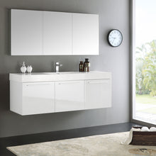 Load image into Gallery viewer, Fresca Vista 60&quot; White Wall Hung Single Sink Modern Bathroom Vanity w/ Medicine Cabinet- Fresca