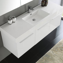 Load image into Gallery viewer, Fresca Vista 60&quot; White Wall Hung Single Sink Modern Bathroom Vanity w/ Medicine Cabinet- Fresca