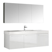 Load image into Gallery viewer, Fresca Vista 60&quot; White Wall Hung Single Sink Modern Bathroom Vanity w/ Medicine Cabinet- Fresca