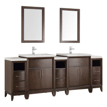 Load image into Gallery viewer, Fresca Cambridge 84&quot; Antique Coffee Double Sink Traditional Bathroom Vanity w/ Mirrors- Fresca