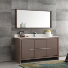 Load image into Gallery viewer, Fresca Allier 60&quot; Gray Oak Modern Single Sink Bathroom Vanity w/ Mirror- Fresca