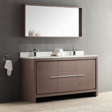 Load image into Gallery viewer, Fresca Allier 60&quot; Gray Oak Modern Double Sink Bathroom Vanity w/ Mirror- Fresca