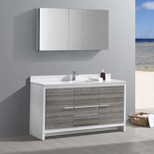 Load image into Gallery viewer, Fresca Allier Rio 60&quot; Ash Gray Single Sink Modern Bathroom Vanity w/ Medicine Cabinet- Fresca