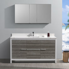 Load image into Gallery viewer, Fresca Allier Rio 60&quot; Ash Gray Single Sink Modern Bathroom Vanity w/ Medicine Cabinet- Fresca