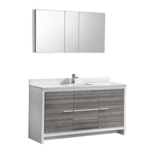 Load image into Gallery viewer, Fresca Allier Rio 60&quot; Ash Gray Single Sink Modern Bathroom Vanity w/ Medicine Cabinet- Fresca