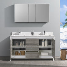 Load image into Gallery viewer, Fresca Allier Rio 60&quot; Ash Gray Double Sink Modern Bathroom Vanity w/ Medicine Cabinet- Fresca