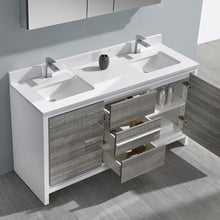 Load image into Gallery viewer, Fresca Allier Rio 60&quot; Ash Gray Double Sink Modern Bathroom Vanity w/ Medicine Cabinet- Fresca