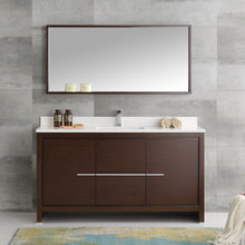 Load image into Gallery viewer, Fresca Allier 60&quot; Wenge Brown Modern Single Sink Bathroom Vanity w/ Mirror- Fresca
