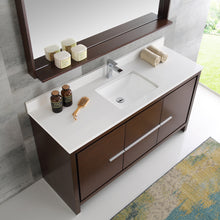 Load image into Gallery viewer, Fresca Allier 60&quot; Wenge Brown Modern Single Sink Bathroom Vanity w/ Mirror- Fresca