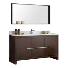 Load image into Gallery viewer, Fresca Allier 60&quot; Wenge Brown Modern Single Sink Bathroom Vanity w/ Mirror- Fresca