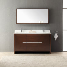 Load image into Gallery viewer, Fresca Allier 60&quot; Wenge Brown Modern Double Sink Bathroom Vanity w/ Mirror- Fresca