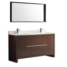 Load image into Gallery viewer, Fresca Allier 60&quot; Wenge Brown Modern Double Sink Bathroom Vanity w/ Mirror- Fresca