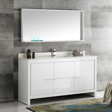 Load image into Gallery viewer, Fresca Allier 60&quot; White Modern Single Sink Bathroom Vanity w/ Mirror- Fresca