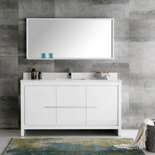 Load image into Gallery viewer, Fresca Allier 60&quot; White Modern Single Sink Bathroom Vanity w/ Mirror- Fresca