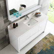 Load image into Gallery viewer, Fresca Allier 60&quot; White Modern Single Sink Bathroom Vanity w/ Mirror- Fresca