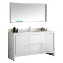 Load image into Gallery viewer, Fresca Allier 60&quot; White Modern Single Sink Bathroom Vanity w/ Mirror- Fresca