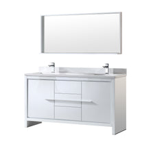 Load image into Gallery viewer, Fresca Allier 60&quot; White Modern Double Sink Bathroom Vanity w/ Mirror- Fresca