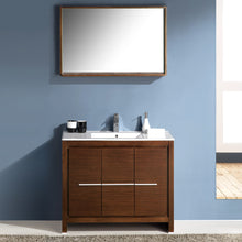Load image into Gallery viewer, Fresca Allier 40&quot; Wenge Brown Modern Bathroom Vanity w/ Mirror- Fresca