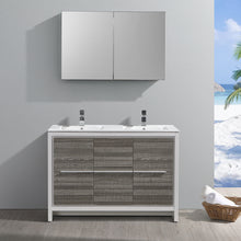 Load image into Gallery viewer, Fresca Allier Rio 48&quot; Ash Gray Double Sink Modern Bathroom Vanity w/ Medicine Cabinet- Fresca