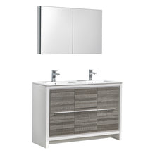 Load image into Gallery viewer, Fresca Allier Rio 48&quot; Ash Gray Double Sink Modern Bathroom Vanity w/ Medicine Cabinet- Fresca