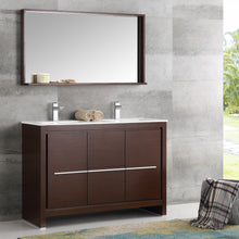 Load image into Gallery viewer, Fresca Allier 48&quot; Wenge Brown Modern Double Sink Bathroom Vanity w/ Mirror- Fresca