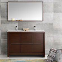 Load image into Gallery viewer, Fresca Allier 48&quot; Wenge Brown Modern Double Sink Bathroom Vanity w/ Mirror- Fresca