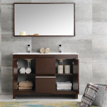 Load image into Gallery viewer, Fresca Allier 48&quot; Wenge Brown Modern Double Sink Bathroom Vanity w/ Mirror- Fresca